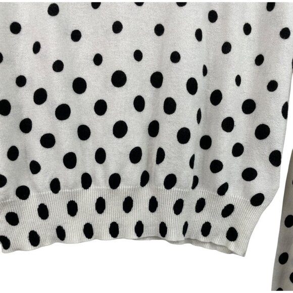 Popsugar White w/Black Polka Dots Long Sleeve Sweater Womens Size Large - Picture 4 of 10